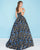 Mac Duggal - 66555H Strapless Floral Brocade Ballgown In Blue and Black