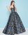 Mac Duggal - 66555H Strapless Floral Brocade Ballgown In Blue and Black