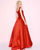 Mac Duggal - 66564L Pleated Scoop Ballgown In Red
