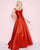 Mac Duggal - 66564L Pleated Scoop Ballgown In Red