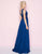 Mac Duggal - 66568L Bead Embellished Ruched Chiffon A-line Dress In Blue