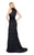 Mac Duggal Black White Red - 66589R Stone Embellished Trumpet Dress in Black