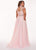 Rachel Allan Curves - 6661 Embroidered High Neck A-Line Dress In Pink
