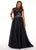 Rachel Allan Curves - 6661 Embroidered High Neck A-Line Dress In Black