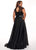 Rachel Allan Curves - 6661 Embroidered High Neck A-Line Dress In Black