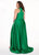 Rachel Allan Curves - 6662 Contoured Halter Jeweled Overskirt Gown In Green