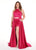 Rachel Allan Curves - 6662 Contoured Halter Jeweled Overskirt Gown In Pink