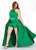 Rachel Allan Curves - 6662 Contoured Halter Jeweled Overskirt Gown In Green