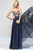 Alyce Paris - 6665 Strapless Embellished Chiffon Gown In Blue and Gold