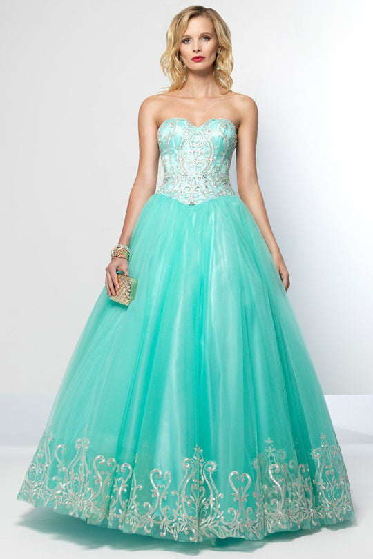 Alyce Paris - 6666 Long Dress In Light Turquoise Silver