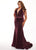 Rachel Allan Curves - 6667 Embellished Metallic Jersey Trumpet Dress In Red