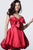 Jovani - 66698 Strapless Bow Accent Bubble Skirt Cocktail Dress In Red