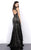 Shail K - Elegant Lace Illusion Long Gown 3963 In Black and Neutral