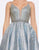 Mac Duggal Prom - 66701M Plunging Jewel-Strewn Metallic Ballgown In Blue