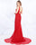 Mac Duggal Prom - 66707M Lace Deep V-neck Mermaid Dress With Train In Red