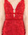 Mac Duggal Prom - 66707M Lace Deep V-neck Mermaid Dress With Train In Red
