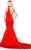 Shail K - Sleeveless Plunging V Neck Mermaid Gown 3980 In Red