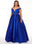 Rachel Allan Curves - 6670 Off-Shoulder Boning Ballgown In Black
