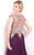 Shail K - Glistening Lace Applique Top Chiffon Long Gown 3987  in Purple and Gold