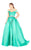 Mac Duggal Ballgowns - 66717H Crystal Beaded Off Shoulder Ballgown in Green