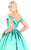 Mac Duggal Ballgowns - 66717H Crystal Beaded Off Shoulder Ballgown in Green