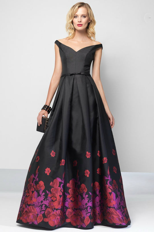 Alyce Paris - 6671 Long Dress In Black Red