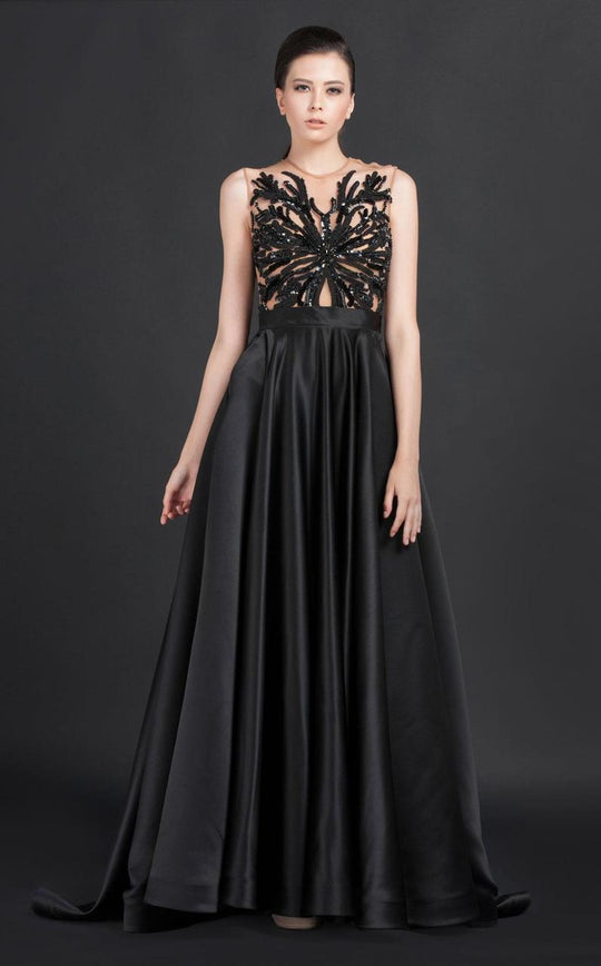 MNM Couture - N0041 Sequin Embellished A-line Gown in Black