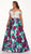 Rachel Allan Curves - 6672 Plunging Off-Shoulder Floral Ballgown In White and Purple