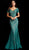 Jovani - 66730 Embellished Lace Short Sleeve V-neck Trumpet Dress In Green