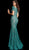 Jovani - 66730 Embellished Lace Short Sleeve V-neck Trumpet Dress In Green