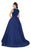 Mac Duggal Flash - 66738L Sleeveless Jersey Swiss Dot Skirt Gown in Blue