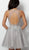Jovani - 66740 Beaded Tulle Deep V-neck A-line Dress in Silver