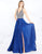 Mac Duggal Prom - 66762M Strappy Beaded Plunging Gown with Slit In Blue