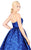 Mac Duggal Ballgowns - 66745H Floral Brocade Sweetheart Ballgown in Blue