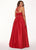 Rachel Allan Curves - 6674 Brooch Accented Keyhole Cutout A-Line Gown In Red