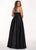 Rachel Allan Curves - 6674 Brooch Accented Keyhole Cutout A-Line Gown In Black
