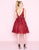 Mac Duggal - 66756N Floral Applique V-neck A-line Cocktail Dress in Red