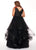 Rachel Allan Curves - 6675 Floral Embroidered Plunging Ballgown In Black