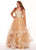 Rachel Allan Curves - 6675 Floral Embroidered Plunging Ballgown In Neutral