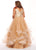 Rachel Allan Curves - 6675 Floral Embroidered Plunging Ballgown In Neutral