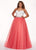 Rachel Allan Curves - 6677 Strapless Sweetheart Pleated Ballgown In White and Pink