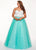 Rachel Allan Curves - 6677 Strapless Sweetheart Pleated Ballgown In White and Green