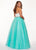 Rachel Allan Curves - 6677 Strapless Sweetheart Pleated Ballgown In White and Green