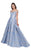 Mac Duggal Ballgowns - 66782H Jeweled Off Shoulder Metallic Ballgown In Blue