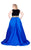 Mac Duggal Fabulouss - 66787F Embellished V-neck Ballgown With Train in Black and Blue
