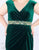 Mac Duggal Fabulouss - 66794F Ruched V-Neck Cap Sleeves Gown with Slit In Green