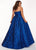Rachel Allan Curves - 6679 Folded Strapless Ballgown In Blue