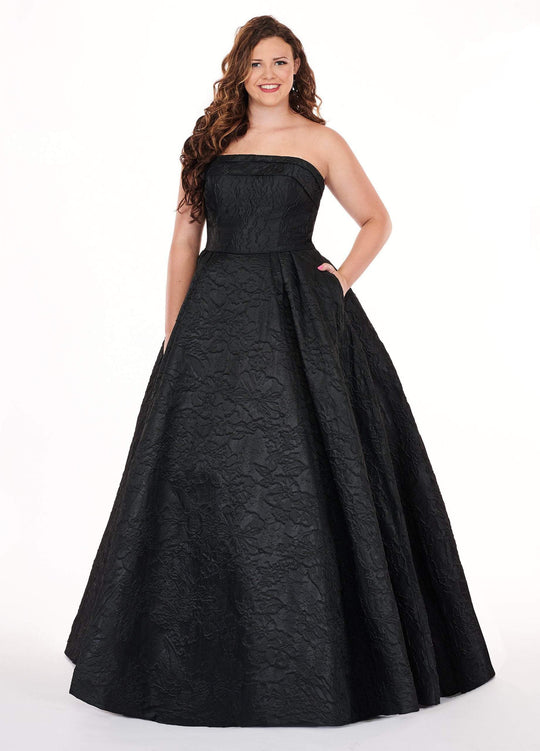 Rachel Allan Curves - 6679 Folded Strapless Ballgown In Black