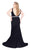 Mac Duggal Fabulouss - 66808F Plunging Jeweled Jersey Trumpet Gown in Black