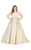 Mac Duggal Fabulouss - 66817F Jeweled Scoop Metallic Brocade Ballgown in Gold